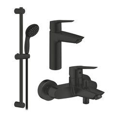 Набор смесителей 3 в 1 для ванной комнаты Grohe QuickFix Start Black UA303301MQ, Черный матовый