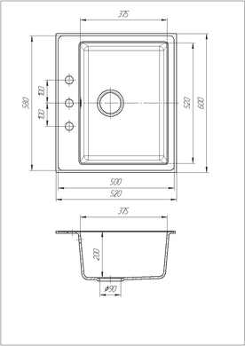 Кухонная мойка Romzha Patrat Grafit RO410489, Графит