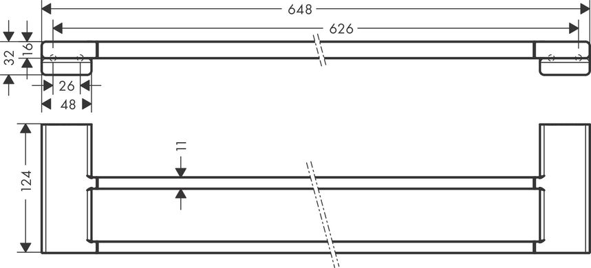 Полотенцедержатель Hansgrohe AddStoris двойной 62.6/64.8x12.4 см Matt White 41743700, Белый матовый