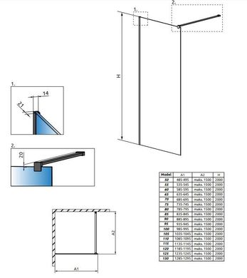 Душова перегородка Radaway Modo X Black II Frame 115 см 389315-54-56