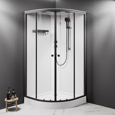Душовий бокс AM.PM X-Joy 100x100 1/4 кола прозоре скло black matt W94C-401-100BT
