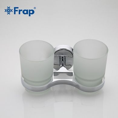 Стакан двойной стекло с держателем для зубных щеток Frap F1908 1/40, Хром