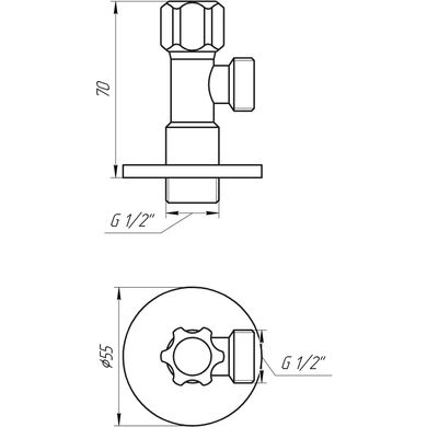 Кран вентильний кутовий Solomon 1/2″х 1/2″ 160403 000012017