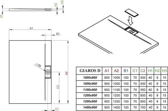 Душовий піддон Radaway Giaros D 120 x 100 M3GRD1210