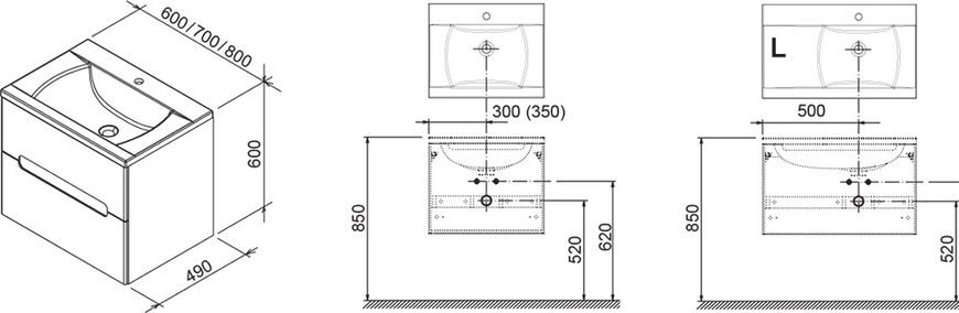 Тумба під умивальник Ravak SD 800-L Classic II біла X000000910