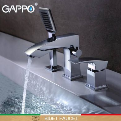 Смеситель на борт ванны врезной 3 элемента шпилька Gappo Jacob 1/3 G1107, Хром
