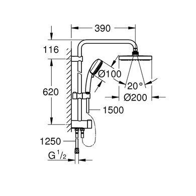Душевая система Grohe New Tempesta Cosmopolitan System 200 27394002, Хром