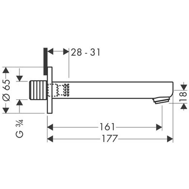 Излив для ванны Hansgrohe 14420000, Хром