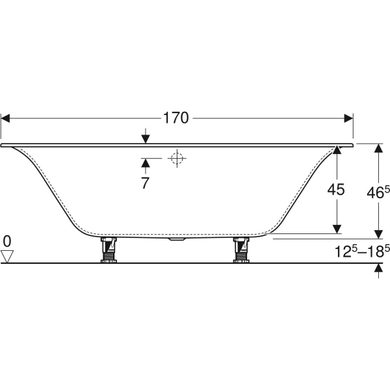 Ванна акриловая Geberit Soana Duo 170x75 554.014.01.1 + ножки, Белый