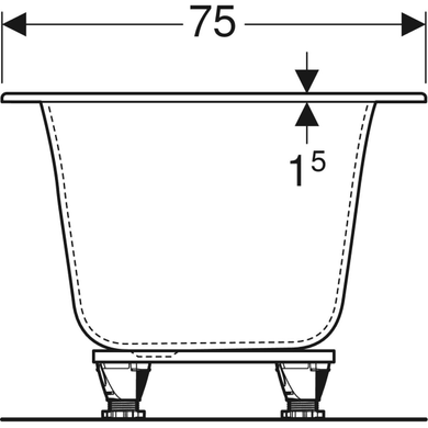 Ванна акриловая Geberit Soana Duo 170x75 554.014.01.1 + ножки, Белый