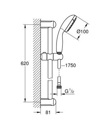 Набір змішувачів для ванни 3в1 з New Tempesta 100 Grohe Eurosmart 123246MOL, Хром