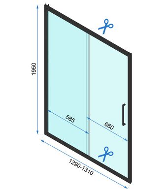 Душові двері Rea Rapid Slide 130 REA-K6403, прозорий, чорний
