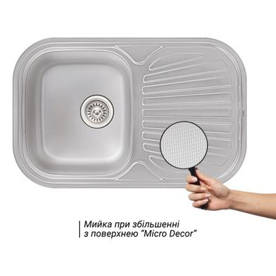 Кухонна мийка Qtap 7448 Micro Decor 0,8 мм (QT7448MICDEC08), Decor