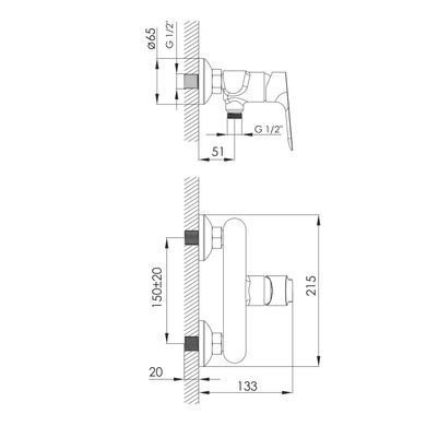 Смеситель для душа Imprese Kucera black matt f03303410AA, Черный матовый