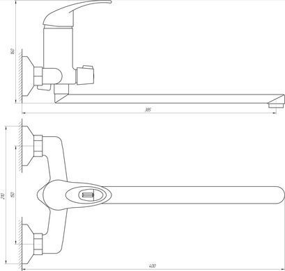 Смеситель для ванны Globus Lux Sena GLS-208, Хром