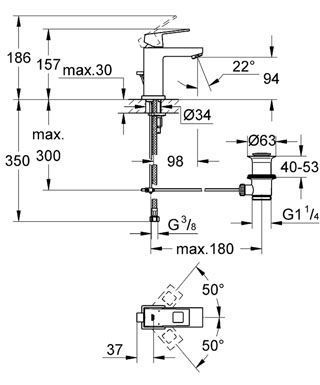 Смеситель для умывальника Grohe Eurocube 23127000, Хром