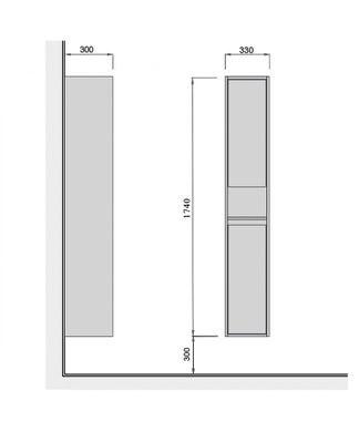 Пенал Мойдодыр Oslo П-33-А Loft бетон с белым матом подвесной, Серый