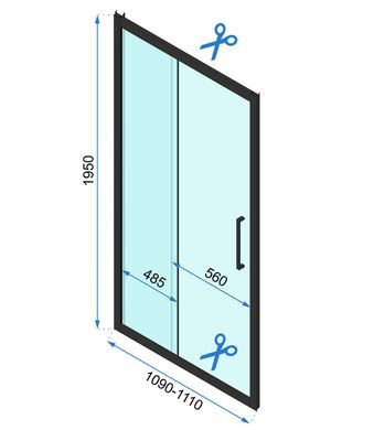 Душові двері Rea Rapid Slide 110 REA-K6401, прозорий, чорний