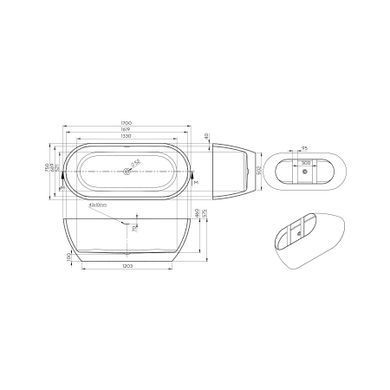 Ванна акрилова окремостояча Koller Pool AquaLuxe 1700x750 White з сифоном 0202260101, Білий