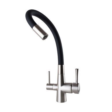 Смеситель для кухни под осмос Globus Lux GLLR-0903-8-StSteel, Черный матовый