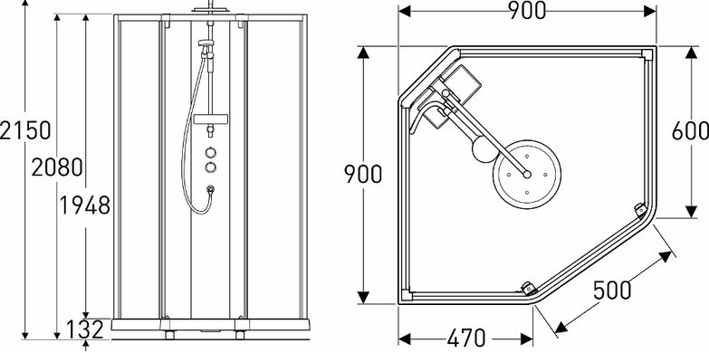 Душевая кабина Ido Showerama 10-5 90x90 558.124.00.1, Хром, прозрачный, хром