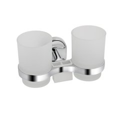 Склянка подвійна для ванної кімнати Kroner KRM Elbe - ACG2908 з тримачем зубних щіток CV022868, Хром