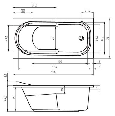 Ванна акрилова Riho Columbia 150x75 BA0200500000000, Білий