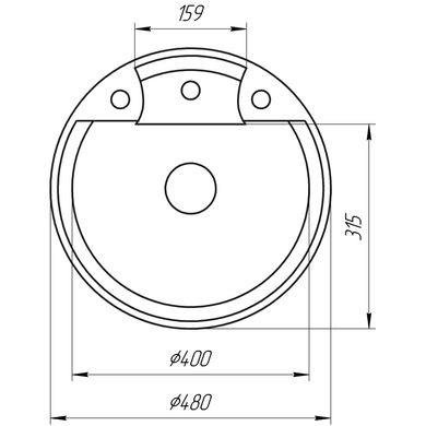 Гранітна мийка Globus Lux Guron сірий металік 480мм-А0003 000022381, Сірий