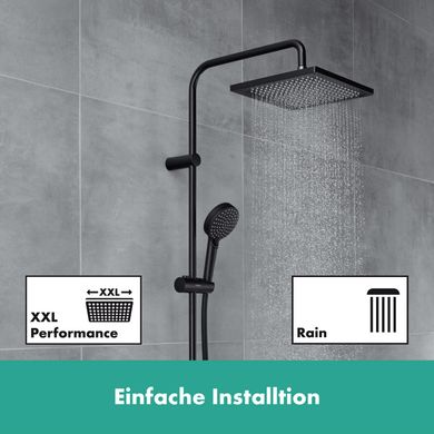 Душевая система Hansgrohe Vernis Shape Showerpipe 240 1jet EcoSmart с термостатом Matt Black 26429670, Черный матовый