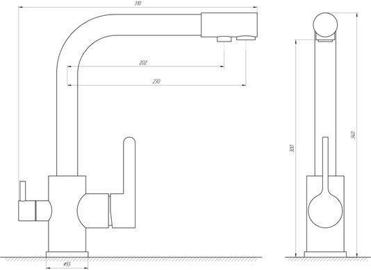 Смеситель для кухни под осмос Globus Lux GLLR-0444-7-White, Белый