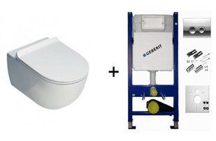 Комплект инсталляция Geberit Duofix 458.161.21.1 + унитаз Flaminia APP AP118 с крышкой Soft Close QKCW05