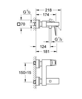 Змішувач для ванни Grohe Eurocube 23140000, Хром