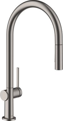 Смеситель для кухни Hansgrohe Talis M54 210 2jet с выдвижным изливом Brushed Black Chrome 72800340, Шлифованный черный хром