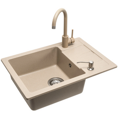 Кухонна мийка гранітна Rea Nils набір 5в1 beige ZLE-00102