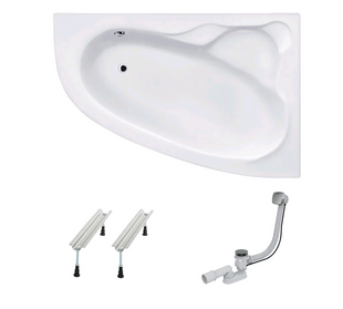 Ванна акриловая Koller Pool Nadine 170 P + сифон + ножки NADINE170X100R+WBW0001+B70CМMA-57, Белый