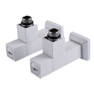Набор кран полуоборотный угловой с американкой Solomon Lux 1/2&Prime; Cube White 8888 (2шт.) 000021914