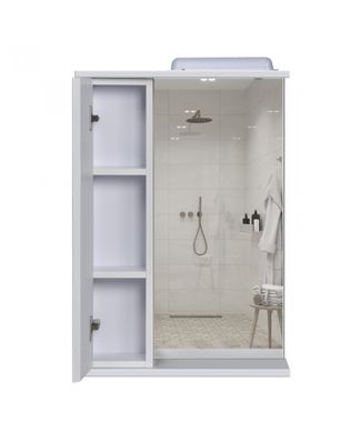 Зеркало Мойдодыр СТ-50 шкаф настенный белый в ванную, Белый