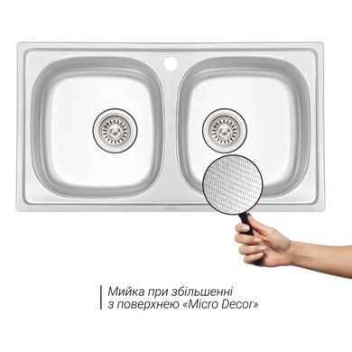 Кухонна мийка Qtap 7843-B Micro Decor 0,8 мм (QT7843BMICDEC08), Decor