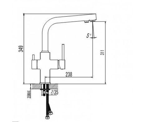 Змішувач для кухні з підключенням питної води Imprese Daicy 55009S-F, Хром матовый