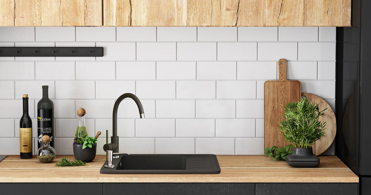 Кухонна мийка гранітна Rea Sten black плямисту ZLE-00107, Чорний