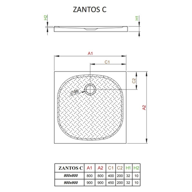 Душовий піддон Radaway Zantos C 90x90 M3ZNC9090-06