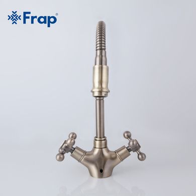 Смеситель для кухни Frap F4319-4 с гибким изливом, бронза, Бронза