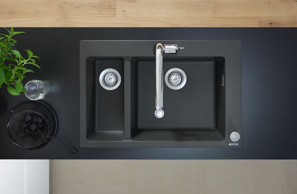 Кухонная мойка Hansgrohe S510-F635 770x510 на две чаши 80/450 Graphiteblack 43315170, Черный