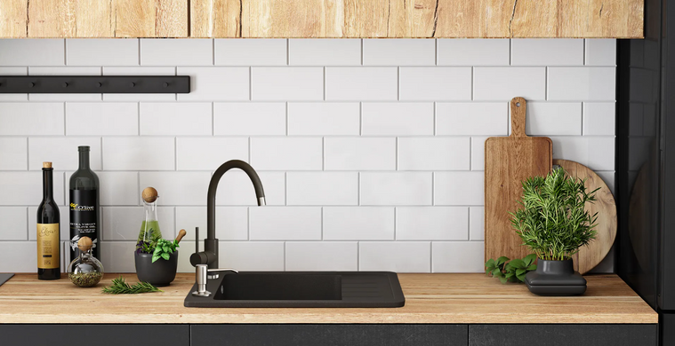 Кухонна мийка гранітна Rea Sten black ZLE-00106, Чорний