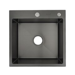 Кухонная мойка Gappo GS5050-6 накладная 500x500 мм, нержавеющая сталь, поверхность PVD, Черный