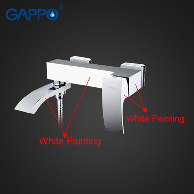 G3207-8 Змішувач для ванни короткий плоский гусак білий/хром Ø35 Gappo Jacob 1/4, Білий