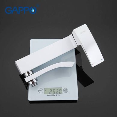 G3207-8 Змішувач для ванни короткий плоский гусак білий/хром Ø35 Gappo Jacob 1/4, Білий