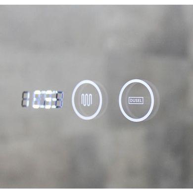 Дзеркало Dusel Led DE-M0065D Black 65x80 см сенсорне включення + підігрів+ годинник/темп, Черный