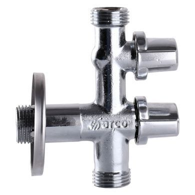 Кран шаровой угловой двойной Arco 1/2&Prime;х1/2&Prime;х1/2&Prime; COMB15MAC 000019853