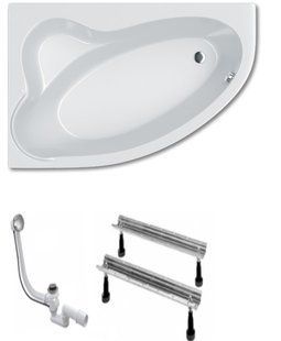 Ванна акрилова Koller Pool Nadine New 170x110 L + ніжки + сифон NADINENEW170X110L+WBW001+B70CPMA57, Білий
